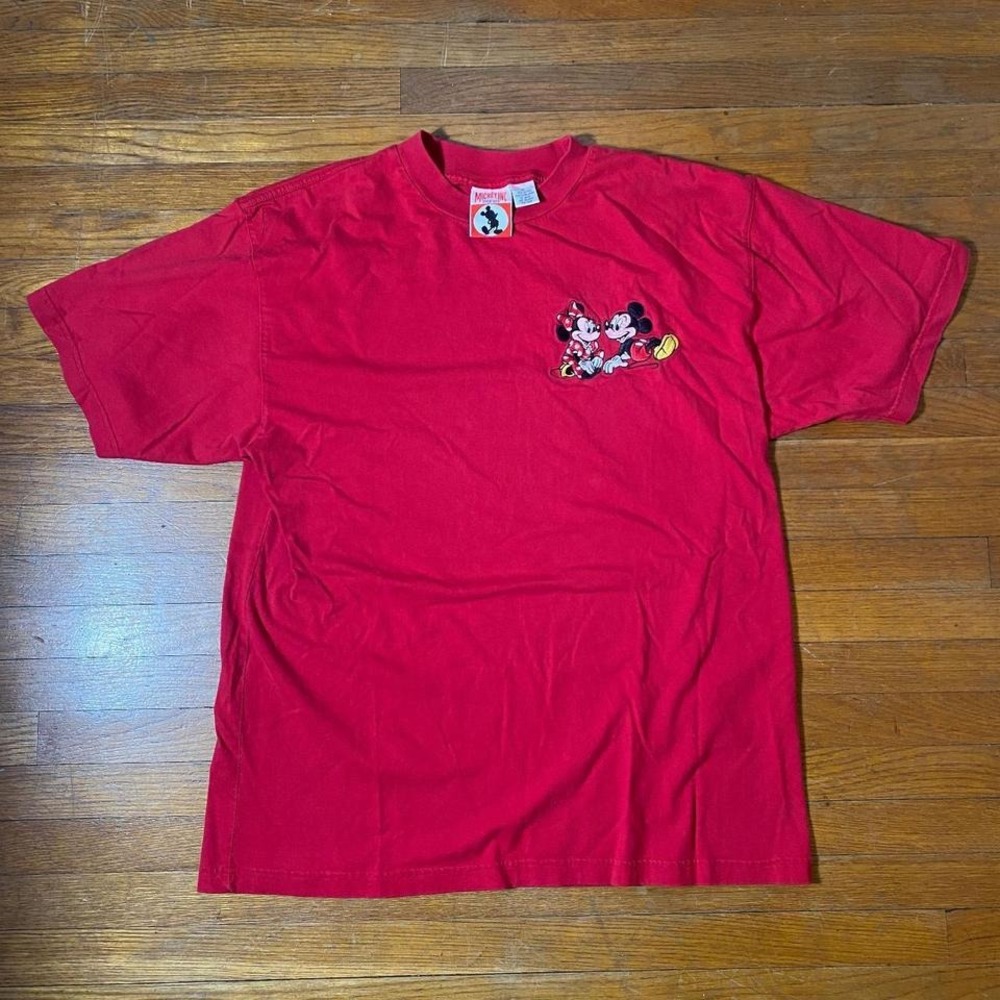 Disney Red Short Sleeve T-Shirt with Mickey & Minnie Graphic